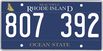 RI license plate 807392