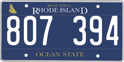 RI license plate 807394