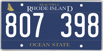 RI license plate 807398