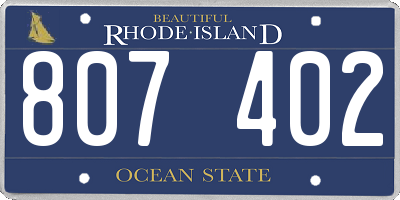RI license plate 807402
