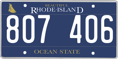 RI license plate 807406