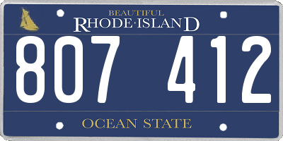 RI license plate 807412