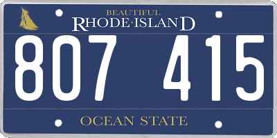 RI license plate 807415