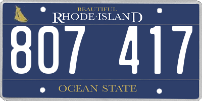 RI license plate 807417