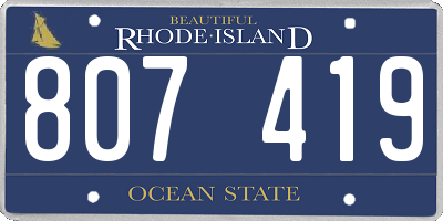 RI license plate 807419
