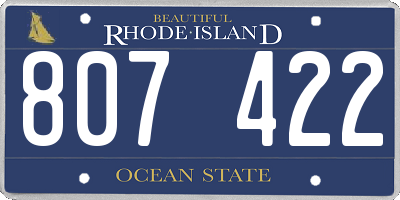RI license plate 807422