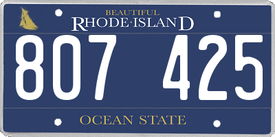 RI license plate 807425