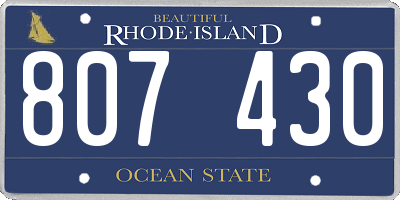 RI license plate 807430