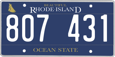 RI license plate 807431