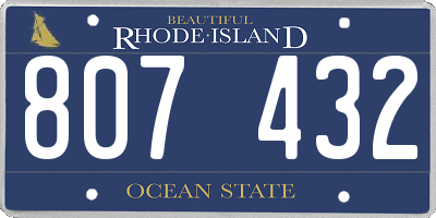 RI license plate 807432
