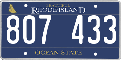 RI license plate 807433