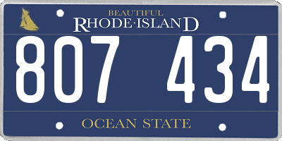 RI license plate 807434