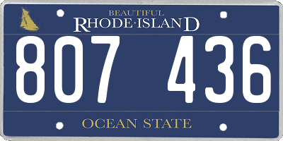 RI license plate 807436