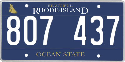 RI license plate 807437