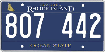 RI license plate 807442