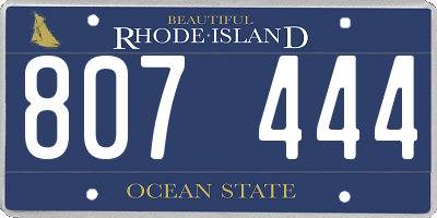 RI license plate 807444