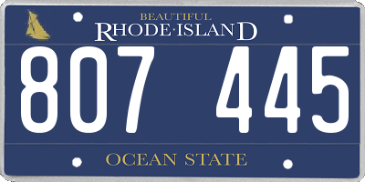 RI license plate 807445