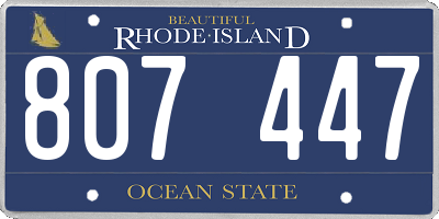 RI license plate 807447