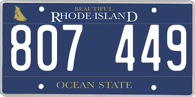 RI license plate 807449