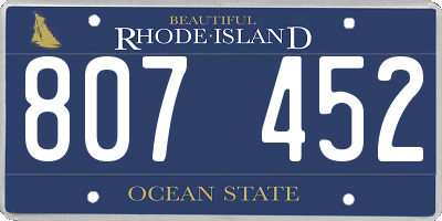 RI license plate 807452