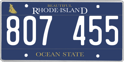 RI license plate 807455