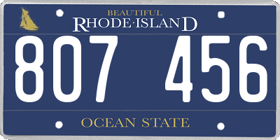 RI license plate 807456
