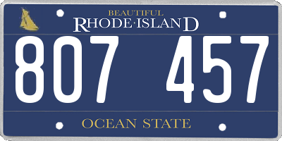 RI license plate 807457