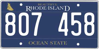 RI license plate 807458