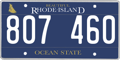 RI license plate 807460