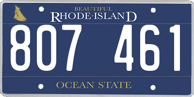 RI license plate 807461