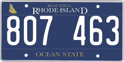 RI license plate 807463