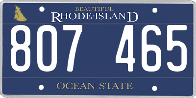 RI license plate 807465