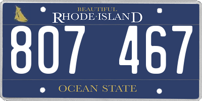 RI license plate 807467