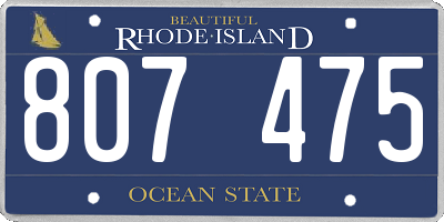 RI license plate 807475