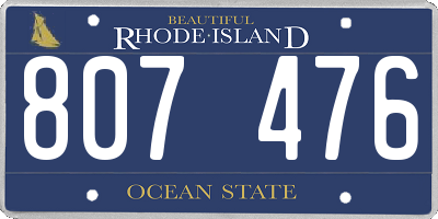 RI license plate 807476