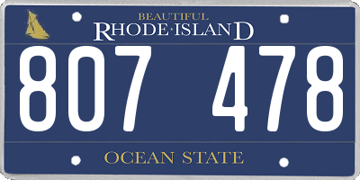 RI license plate 807478
