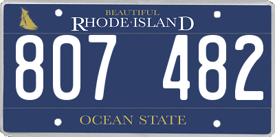 RI license plate 807482