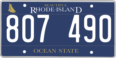 RI license plate 807490