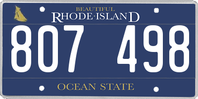 RI license plate 807498