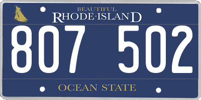 RI license plate 807502