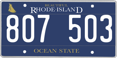 RI license plate 807503