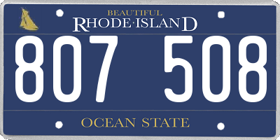 RI license plate 807508