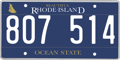 RI license plate 807514