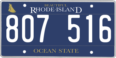 RI license plate 807516