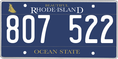 RI license plate 807522