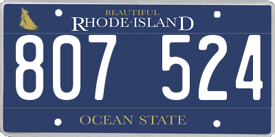 RI license plate 807524