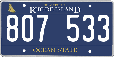 RI license plate 807533