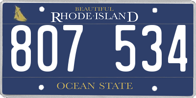 RI license plate 807534