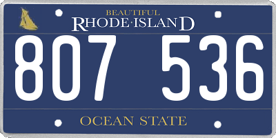 RI license plate 807536