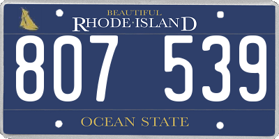RI license plate 807539